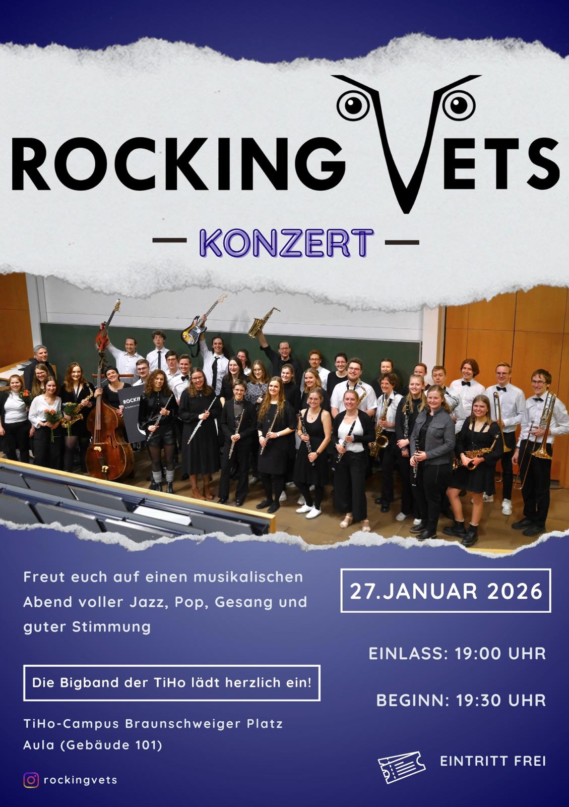 Bigbandkonzert der Rocking Vets 🎶🎸 @ Aula am Bischofsholer Damm (Gebäude 101 der TiHo)